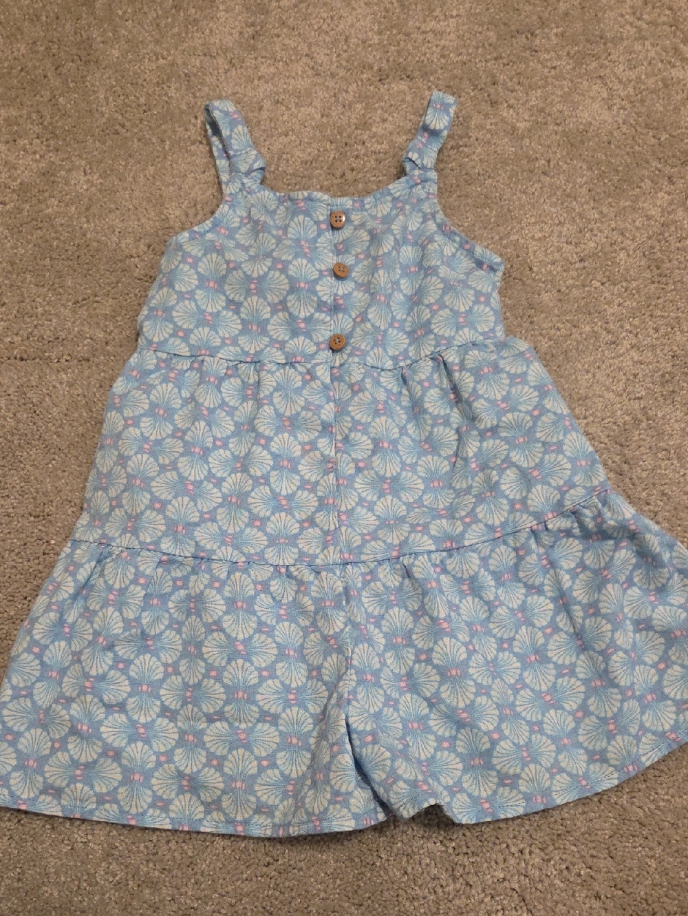 Blue Floral Tiered Romper for Toddler Girls